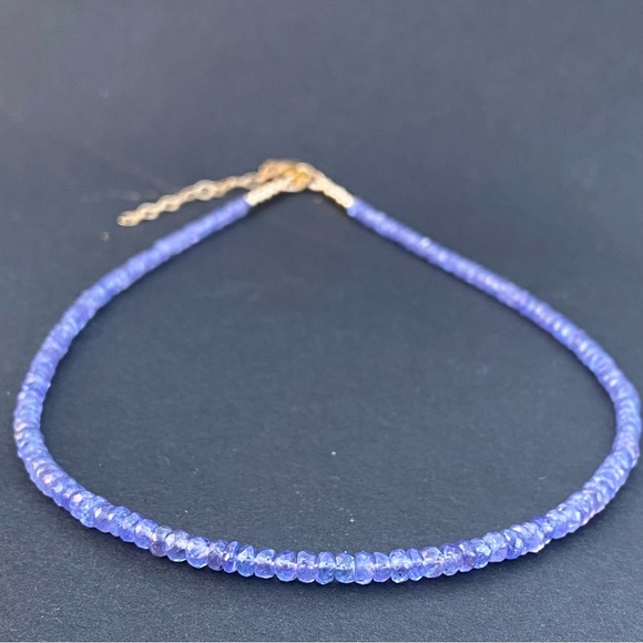 Tanzanite Necklace Choker Beaded 14k Gold Filled purple Gemstone bead necklace - Picture 7 of 9